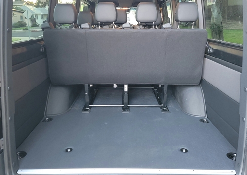 Storage space in a Mercedes Sprinter van